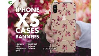 دانلود موکاپ قاب گوشی آیفون ایکس IPhone XS Case Banners Mock-up Vs1