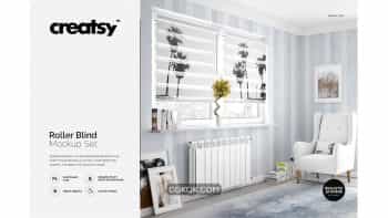 دانلود موکاپ پرده زبرا Roller Blind Mockup Set