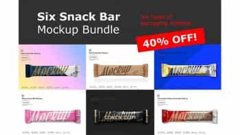 دانلود موکاپ جلد شکلات Six Snack Bar Mockup Bundle