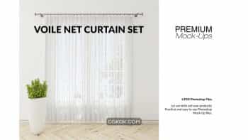دانلود موکاپ پرده Voile Net Curtain Set