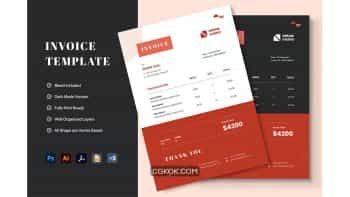 دانلود قالب آماده ورد فاکتور مینیمال Invoice Word