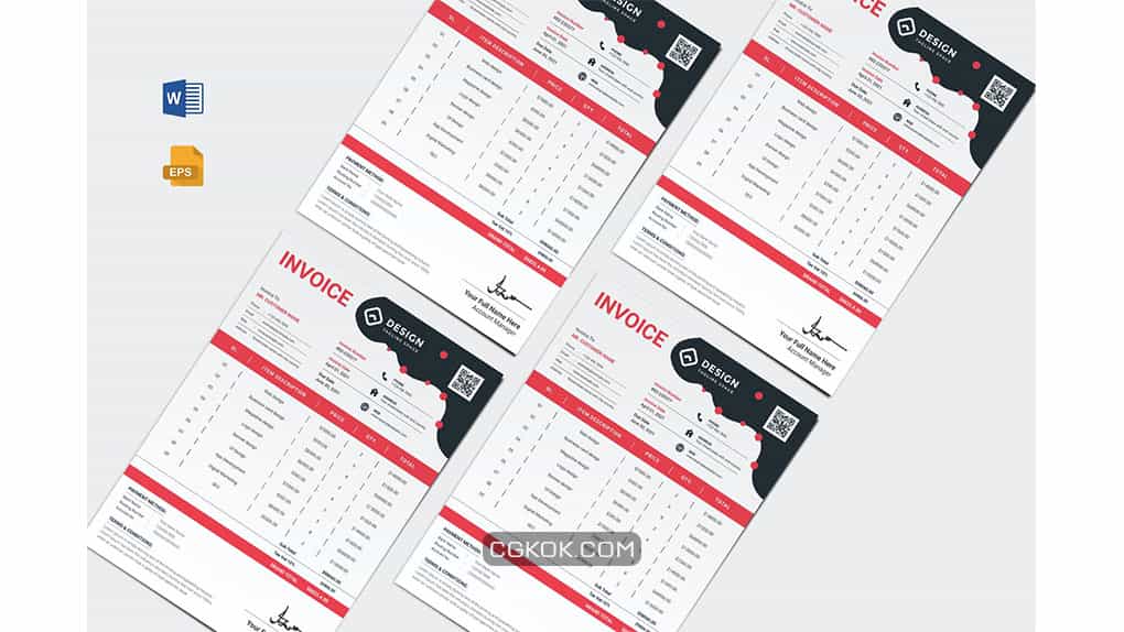 دانلود قالب آماده ورد فاکتور Invoice Word Template