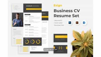 دانلود قالب آماده ورد رزومه Esigns – Business Clean Resume CV Set