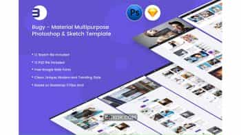 دانلود قالب لایه باز وبلاگ متریال Buggy – Material Blog PSD & Sketch Template