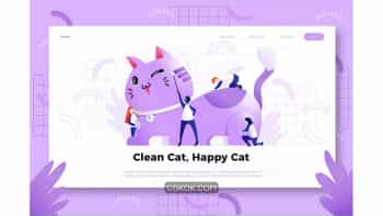 دانلود طرح وکتور لندینگ پیج و بنر گربه Cat – Banner & Landing Page