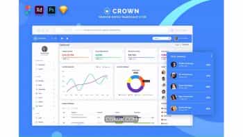 دانلود طرح لایه باز رابط کاربری داشبورد مدیریت متریال Crown – Material Admin Dashboard UI Kit