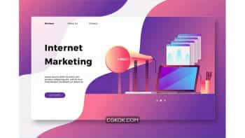 دانلود تصاویر وکتور لندینگ پیج و بنر بازاریابی اینترنتی Internet Marketing – Banner & Landing Page
