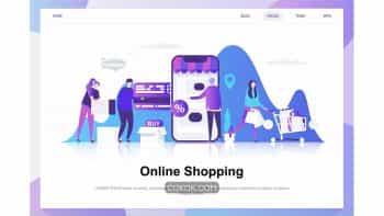 دانلود تصاویر وکتور خرید آنلاین Online Shopping Flat Concept