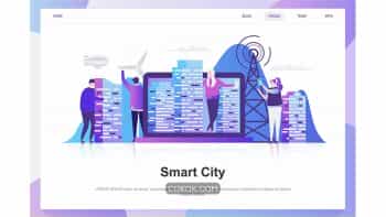 دانلود تصاویر وکتور شهر هوشمند Smart City Flat Concept