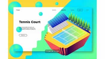 دانلود تصاویر وکتور لندینگ پیج و بنر زمین تنیس Tennis Court – Banner & Landing Page