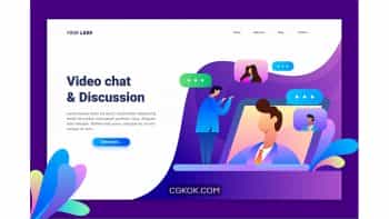 دانلود طرح وکتور لندینگ پیج چت تصویری Video Chat Landing Page