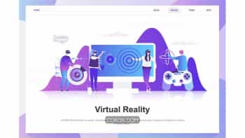 دانلود تصاویر وکتور واقعیت افزوده مجازی Virtual Augmented Reality Flat Concept