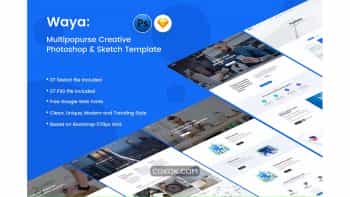دانلود قالب لایه باز WAYA – Multipurpose Creative PSD & Sketch Template