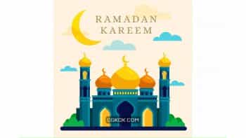 دانلود وکتور بک گراند مسجد ماه رمضان Flat Ramadan Kareem Mosque