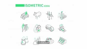 دانلود آیکون صنعت و محیط زیست Industry and Environment – Line Isometric Icons