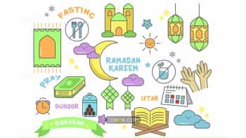 دانلود طرح وکتور کاراکتر کارتونی رمضان Ramadan Doodle Character