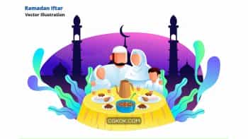 دانلود وکتور خانواده روزه دار ramadan family – Vector Illustration