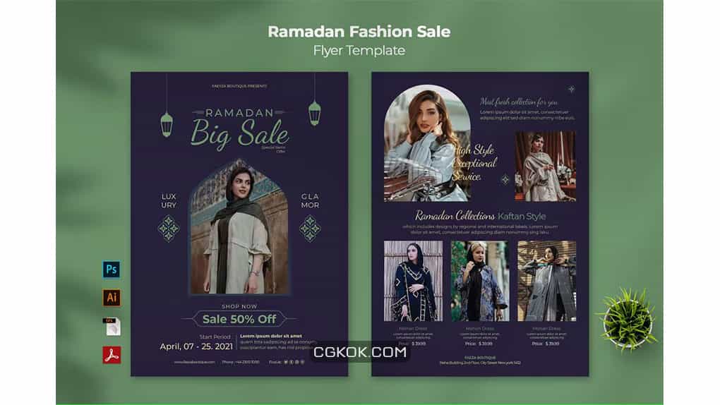 دانلود طرح لایه باز تراکت مد و فشن رمضان Ramadan Fashion Sale Flyer