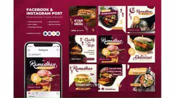 دانلود طرح لایه باز پست اینستاگرام تبلیغاتی غذای ماه رمضان Ramadan Food Promo Instagram Post