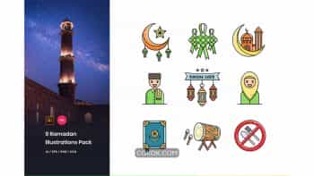 دانلود وکتور ماه مبارک رمضان Ramadan Mubarak Illustrations Pack