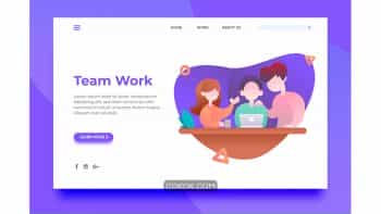 دانلود طرح وکتور لایه باز لندینگ پیج کار گروهی Team Work – Landing Page