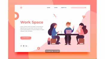 دانلود طرح وکتور لایه باز لندینگ پیج فضای کاری Work Space – Landing Page