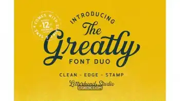 دانلود فونت انگلیسی Greatly Font Duo + Logo Templates