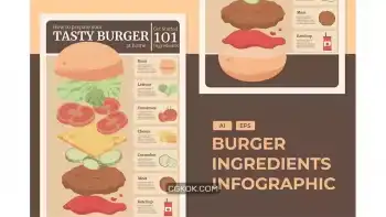 دانلود وکتور اینفوگرافیک غذا Burger Ingredients – Food Infographics