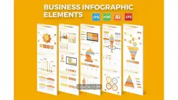 دانلود وکتور اجزای اینفوگرافیک کسب و کار Business Infographics Elements