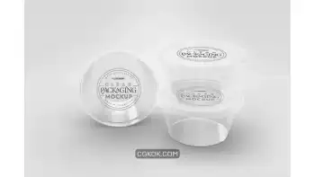 دانلود موکاپ بسته بندی ظروف شفاف سس Clear Round Sauce Containers Packaging Mockup