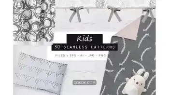 دانلود پترن کودک Cute Kids Seamless Patterns