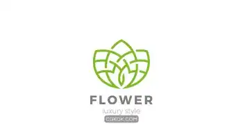 دانلود وکتور لوگو گل انتزاعی Flower Logo abstract design Outline Linear style