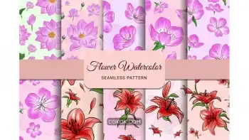 دانلود پترن گل آبرنگی Flower Watercolor Seamless Pattern