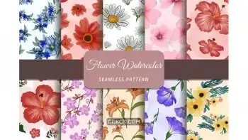 دانلود پترن گل آبرنگی Flower Watercolor Seamless Pattern
