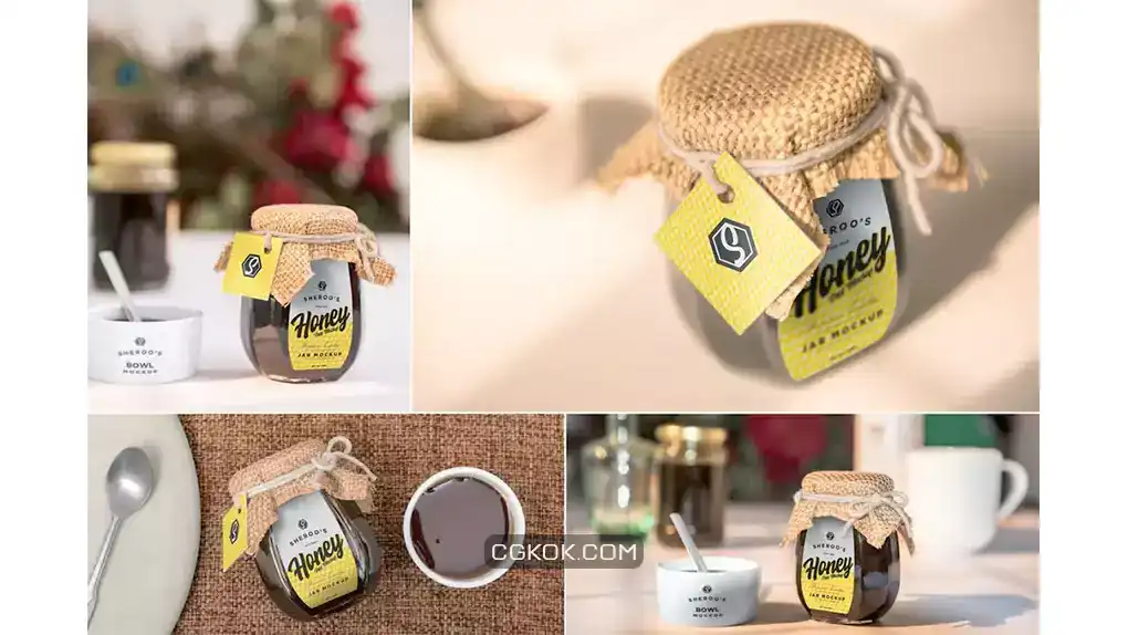 دانلود موکاپ شیشه عسل Honey Jar Mockups