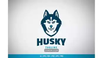 دانلود طرح لایه باز لوگو سگ هاسکی Husky Dog Head Logo