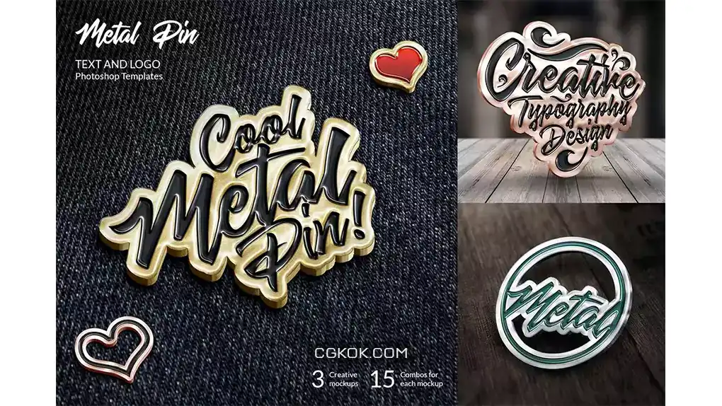 دانلود موکاپ متن و لوگو Metal Pin – Text and Logo Mockups