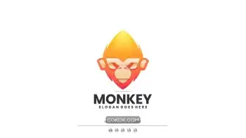 دانلود طرح لایه باز لوگو میمون Monkey Gradient Logo
