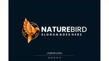 دانلود طرح لایه باز لوگو پرنده Nature Bird Gradient Logo