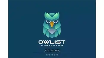 دانلود طرح لایه باز لوگو جغد Owl Gradient Logo