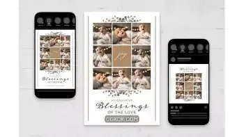 دانلود طرح لایه باز کارت پستال کلاژ عکس Photo Collage Grid Postcard Flyer