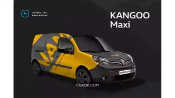 دانلود موکاپ ماشین رنو Renault Kangoo Maxi Van Wrap Mockup