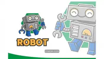 دانلود وکتور لوگو کارتونی ربات Robot Cartoon Logo Mascot