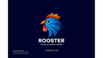 دانلود طرح لایه باز لوگو خروس Rooster Gradient Logo
