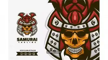 دانلود طرح لایه باز لوگو طلسم سامورایی Samurai Head Mascot Logo