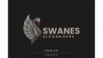 دانلود طرح لایه باز لوگو قو Swan Gradient Logo