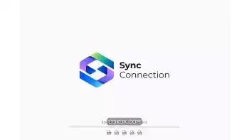 دانلود طرح لایه باز لوگو همگام سازی Sync Hexagon Gradient Logo