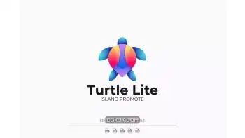 دانلود طرح لایه باز لوگو لاک پشت رنگارنگ Turtle Gradient Colorful Logo