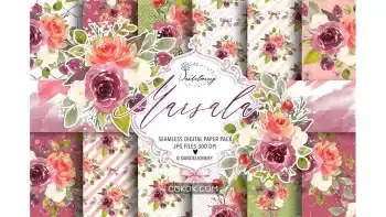 دانلود بک گراند کاغذ دیجیتال Watercolor Marsala digital paper pack