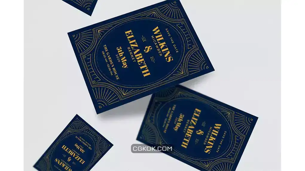 دانلود طرح لایه باز کارت دعوت عروسی Wedding Invitation Art Deco